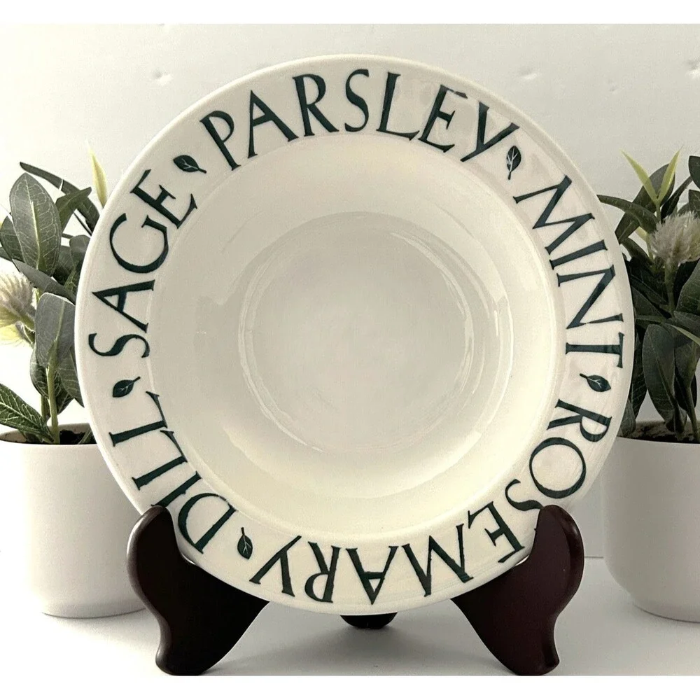 Pier 1 Herb Themed Soup Salad Bowl Sage Parsley Mint Rosemary Dill Tre Ci Italy